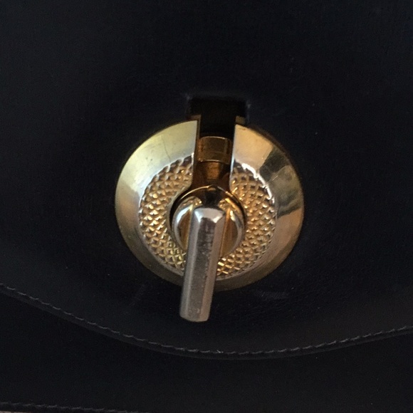 Vintage 100 percent all dark blue leather bag - Picture 3 of 6